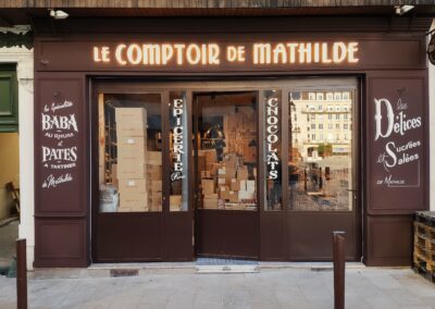 Enseigne lumineuse rétro-éclairage Le Comptoir de Mathilde